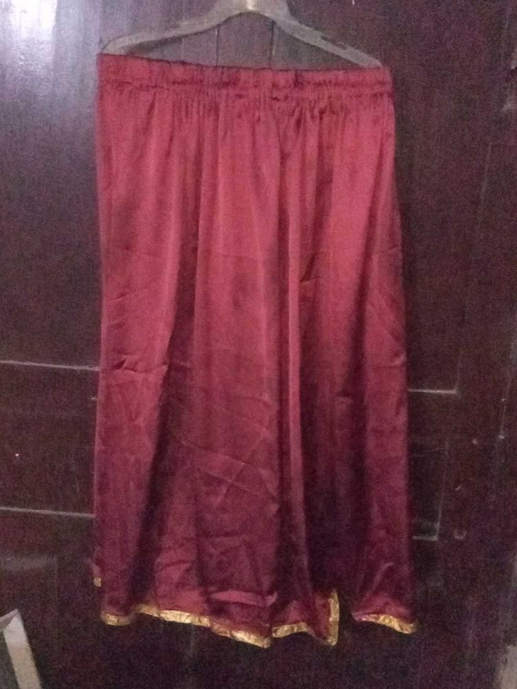Maroon Satin Plazzo