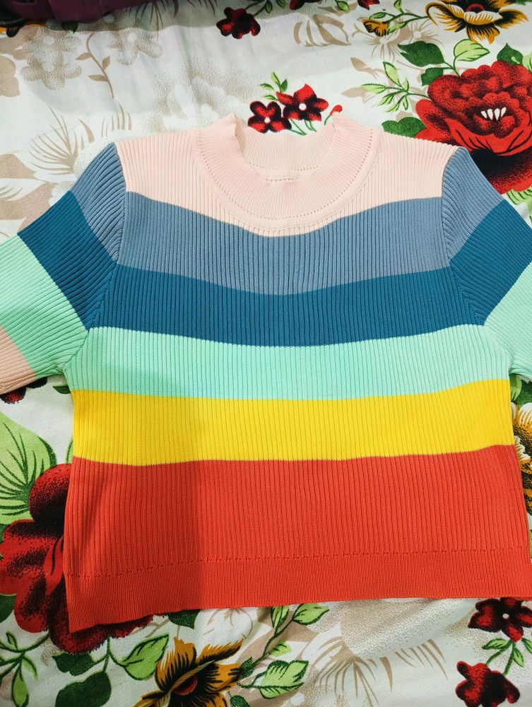 Trendy New Rainbow Crop Top