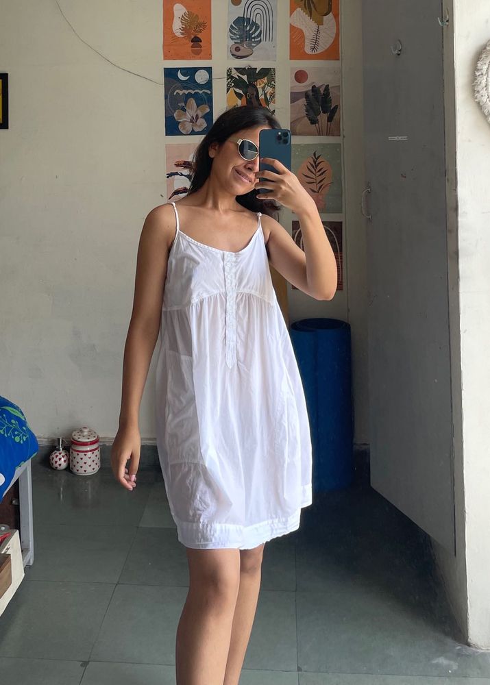 White Cotton Mini Dress