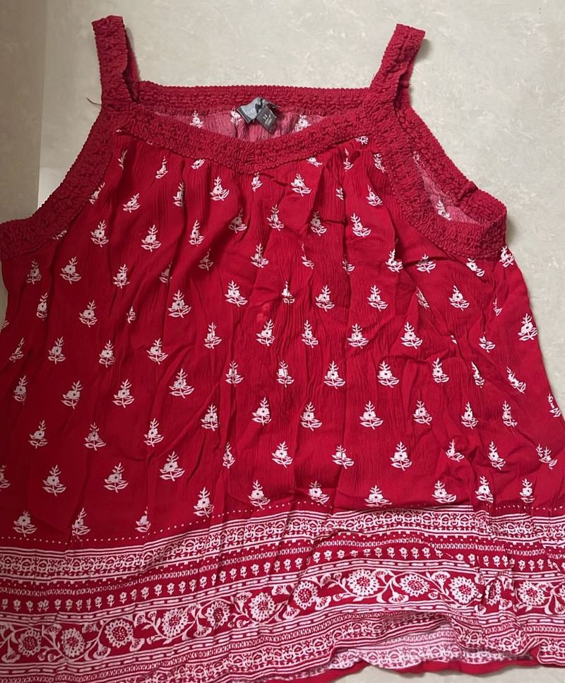 Red Floral Tank Top