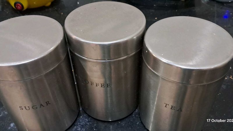 Set Of 3 Steel Containers For Kitchen Just Like Ne