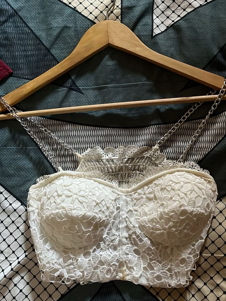 Lace Chain Strap Crop Top