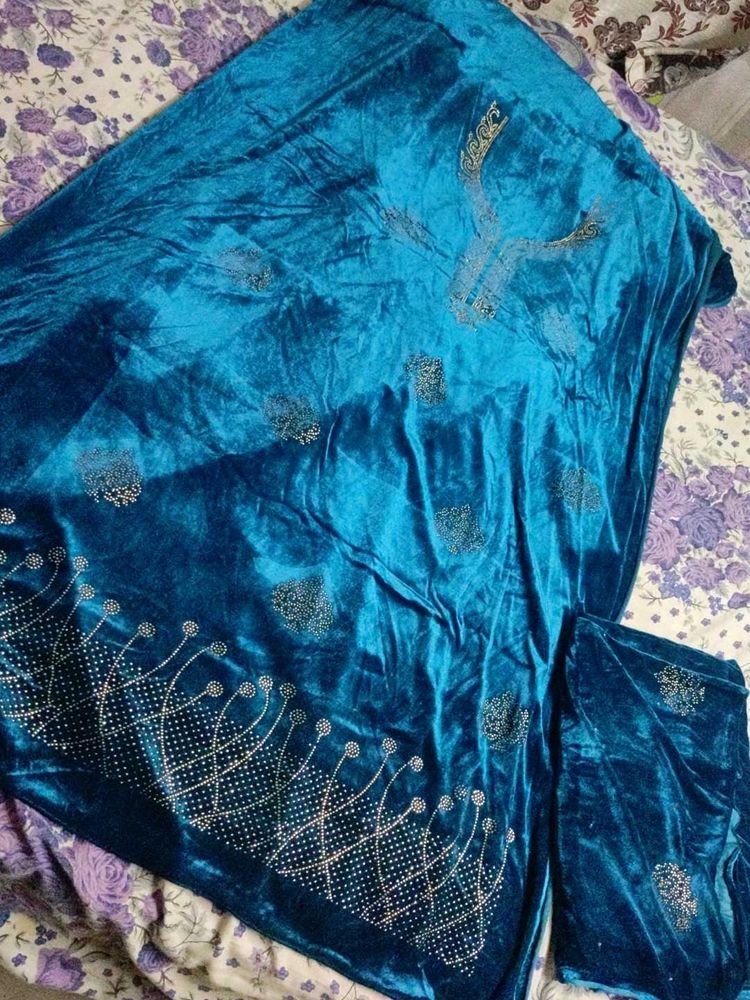Teal Velvet dress materials