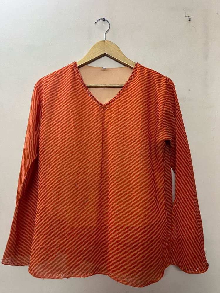 Striped Orange Tunic Top