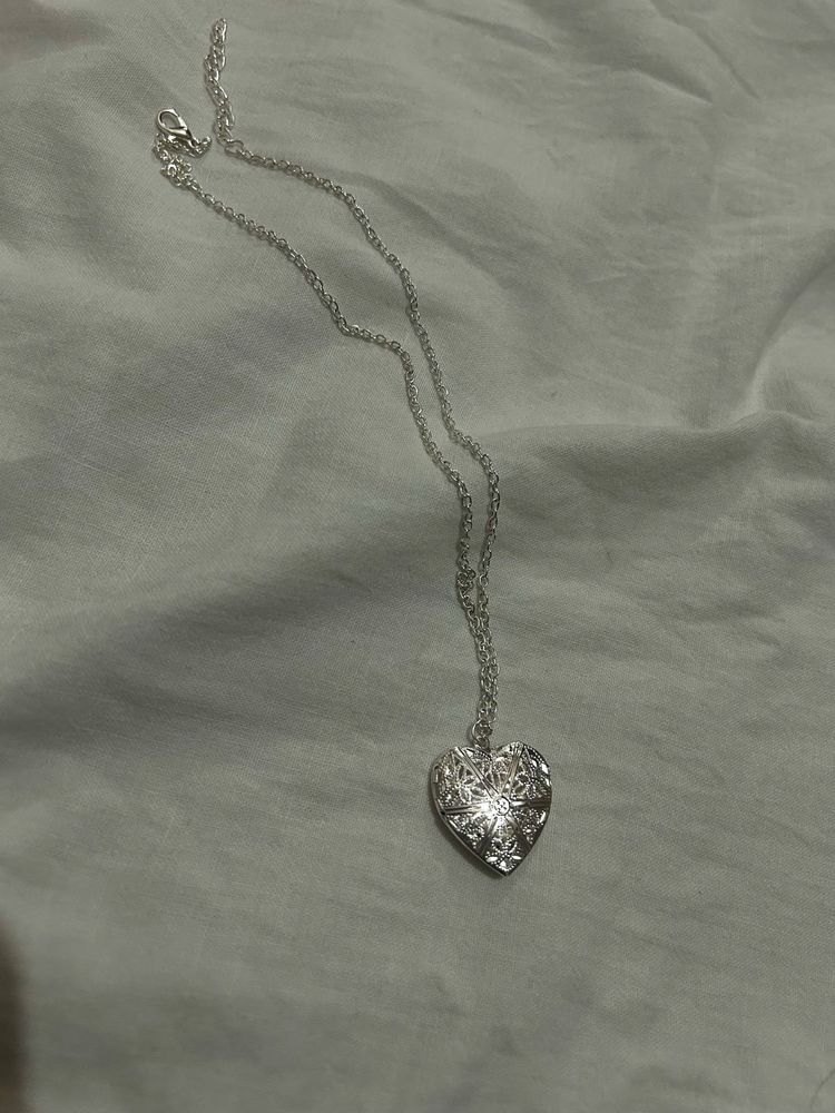 Silver Heart Locket Necklace