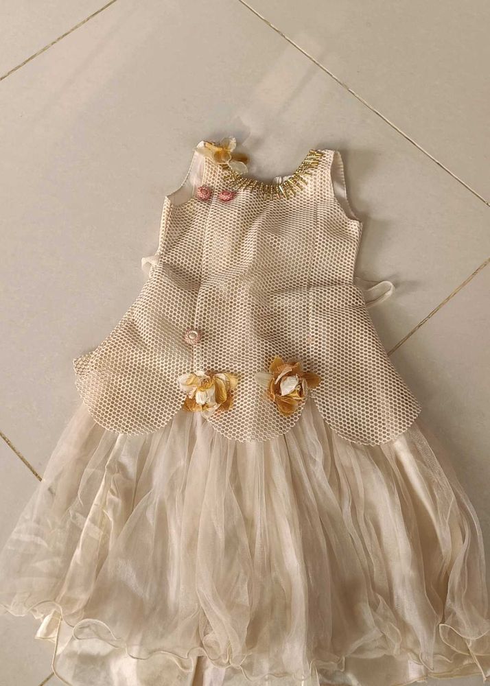 Beige Flower Girl Dress