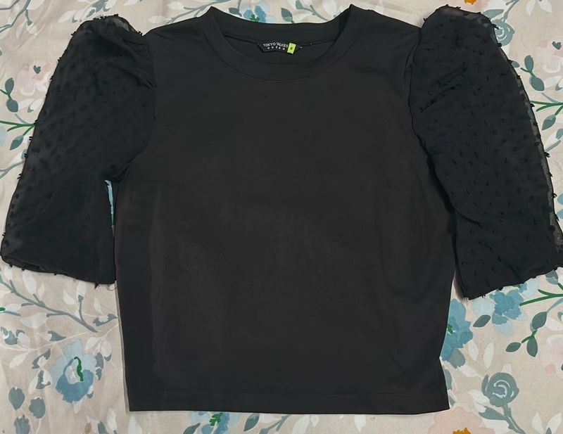 Black Puff Sleeve Top