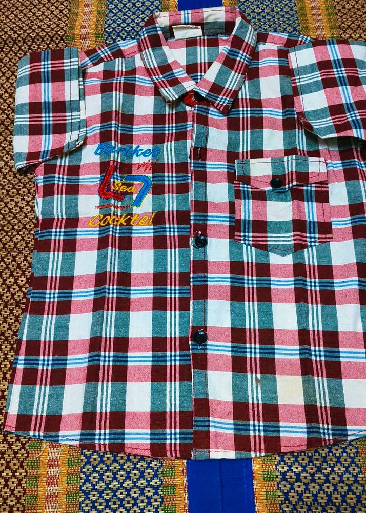Boys Plaid Button-Down Shirt with trouser