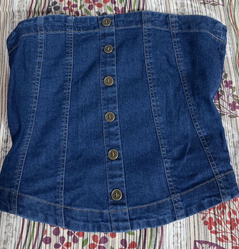 Denim Button Tube Top