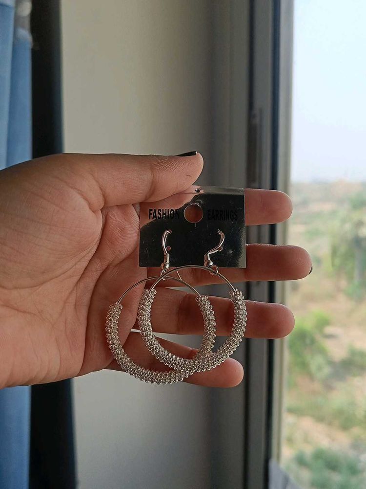 Sparkling Silver Hoop Earrings