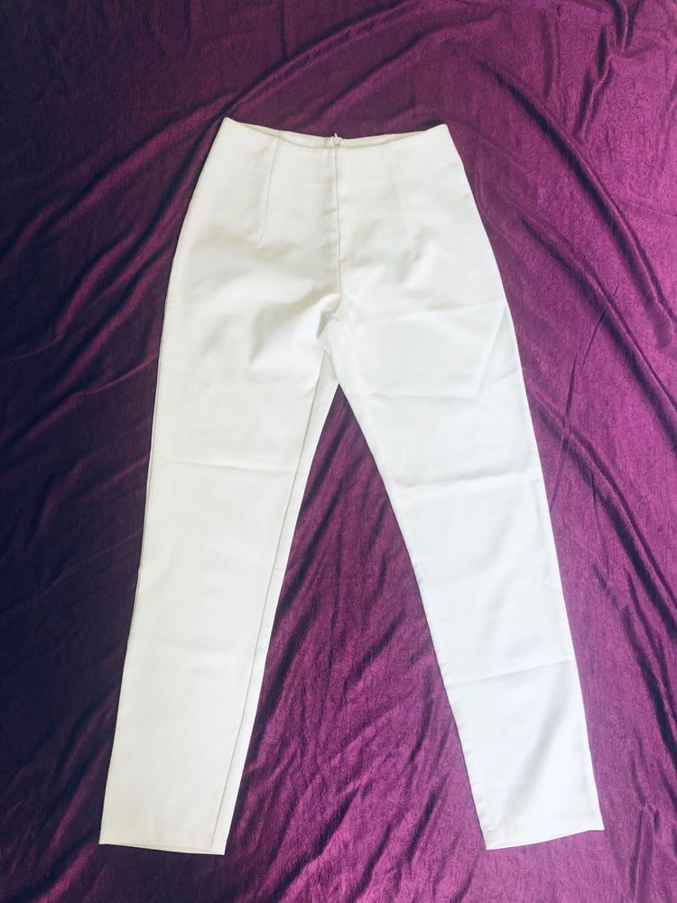 White Straight Leg Trousers