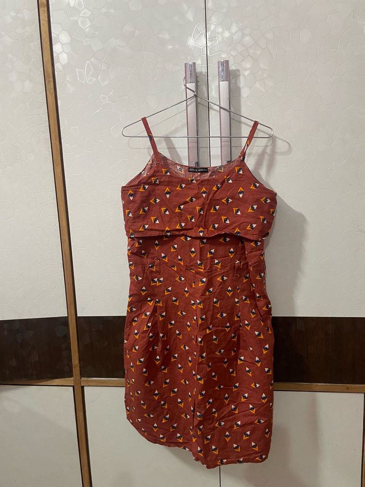 Casual Brown Printed Dress