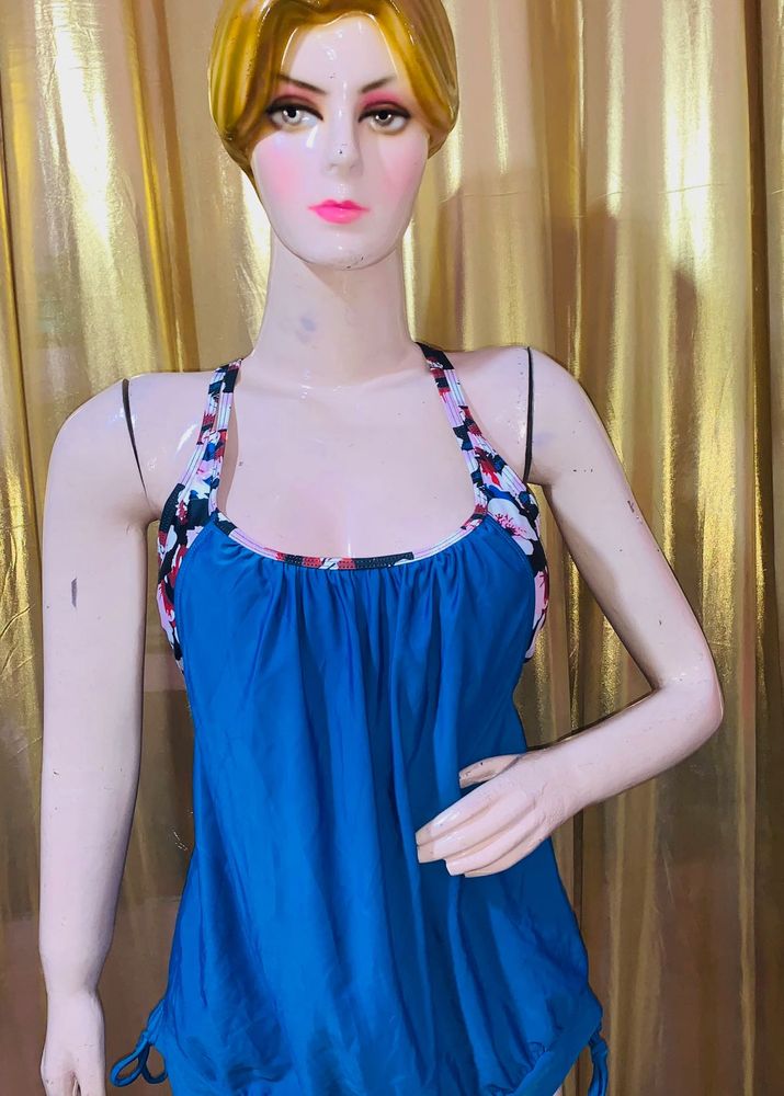Blue Floral Tank Swimsuit