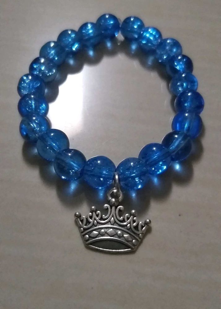 Blue Beaded Crown Bracelet