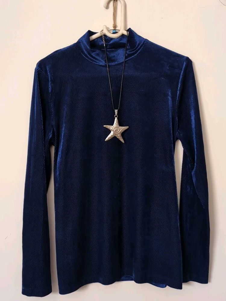 Electric Blue Velvet-Corduroy Marks &amp; Spencer Top