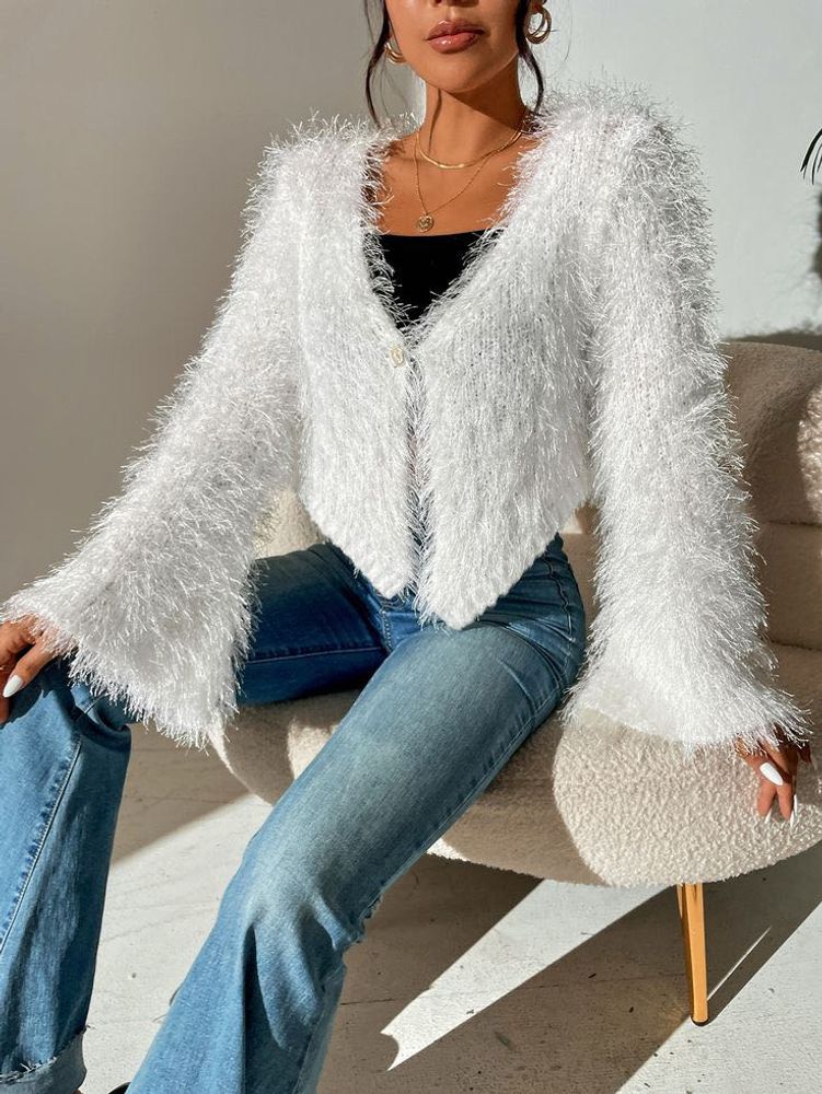 H&amp;M Pintresty 🌸Fluffy White Knit Cardigan