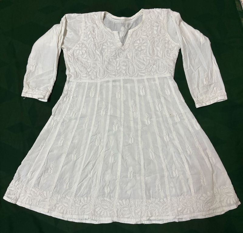 White Chikankari Short Kurta