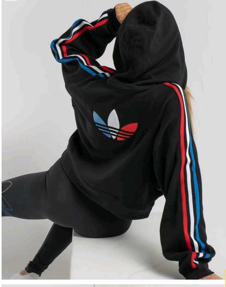 ❤️Adidas striped tri color Cropped Hoodie