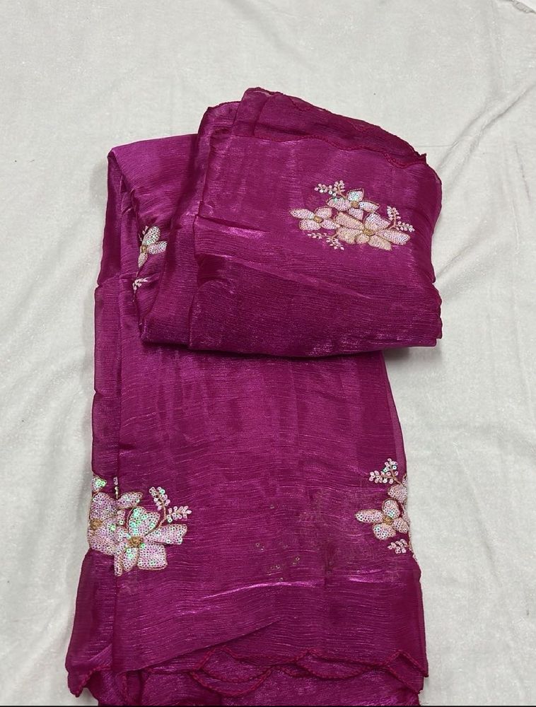 Elegant Magenta Floral Saree
