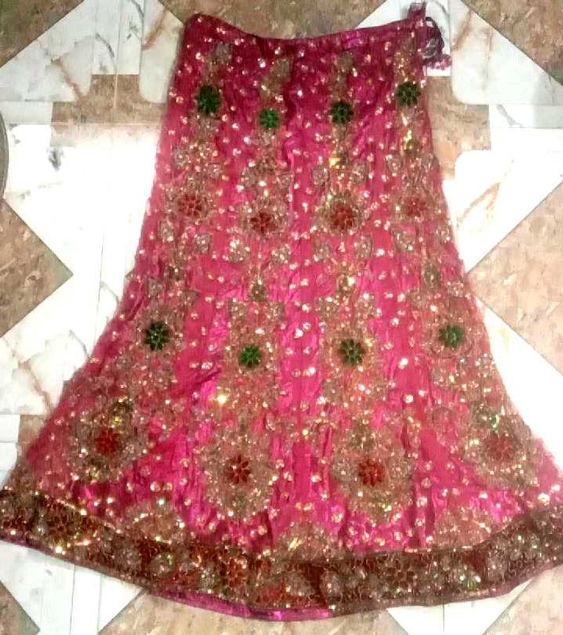 Pink Indian Outfit with Sequins Bridal Lehenga 😍