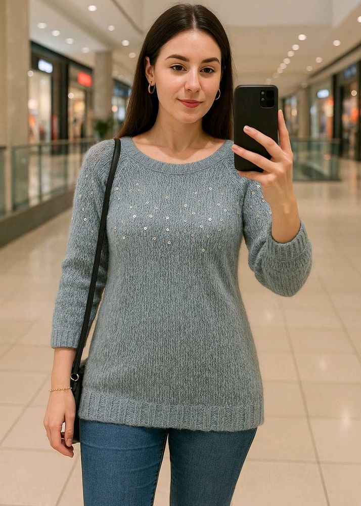 Pinterest Blue Knit Sweater C