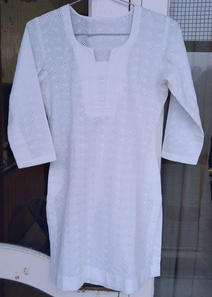 Stitched Chikankari White Salwar Suit Set