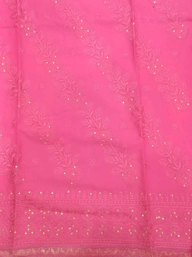 Pink Embroidered Dress Material