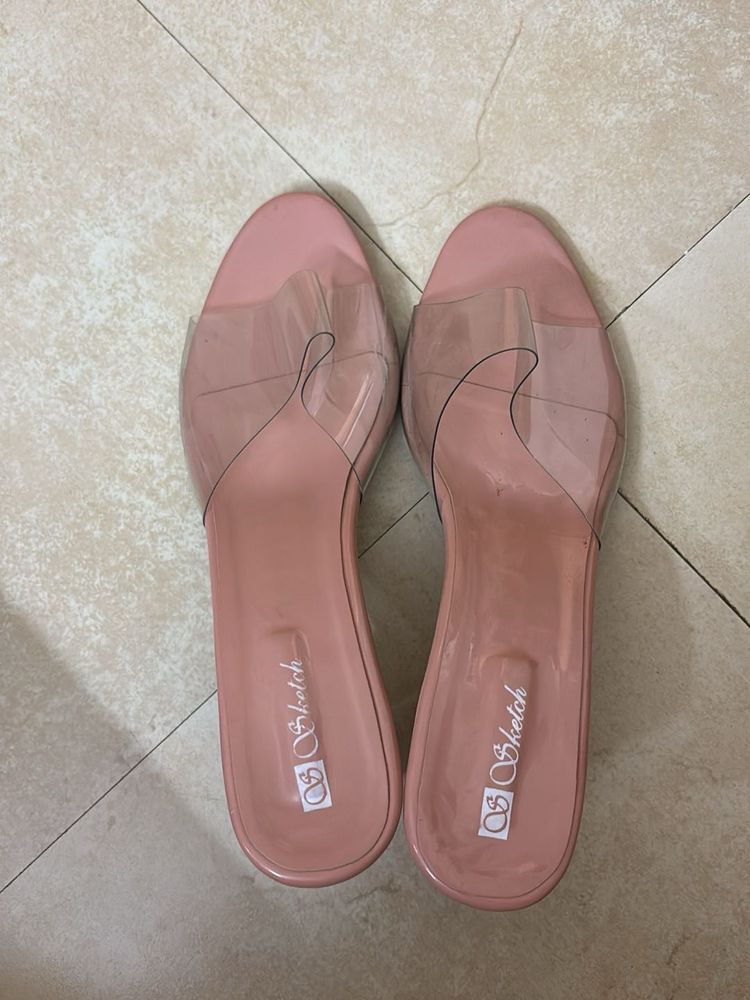 Clear Strap Pink Slides