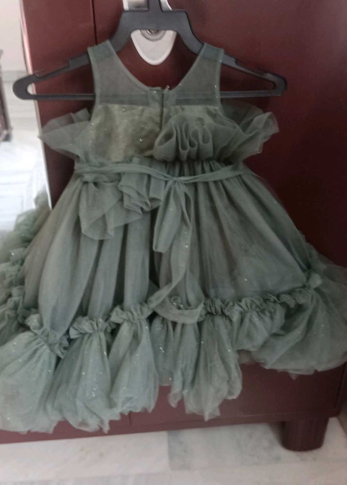 Olive Green Tulle Dress