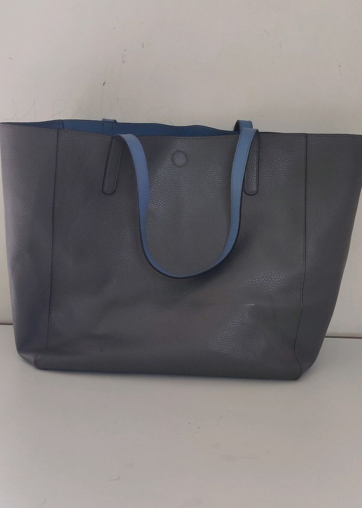 Gray Reversible Tote Bag