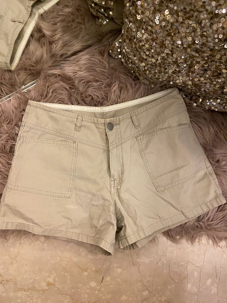 Khaki Cotton Shorts