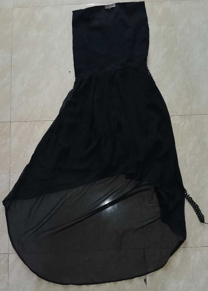 Black Asymmetrical Hem Dress