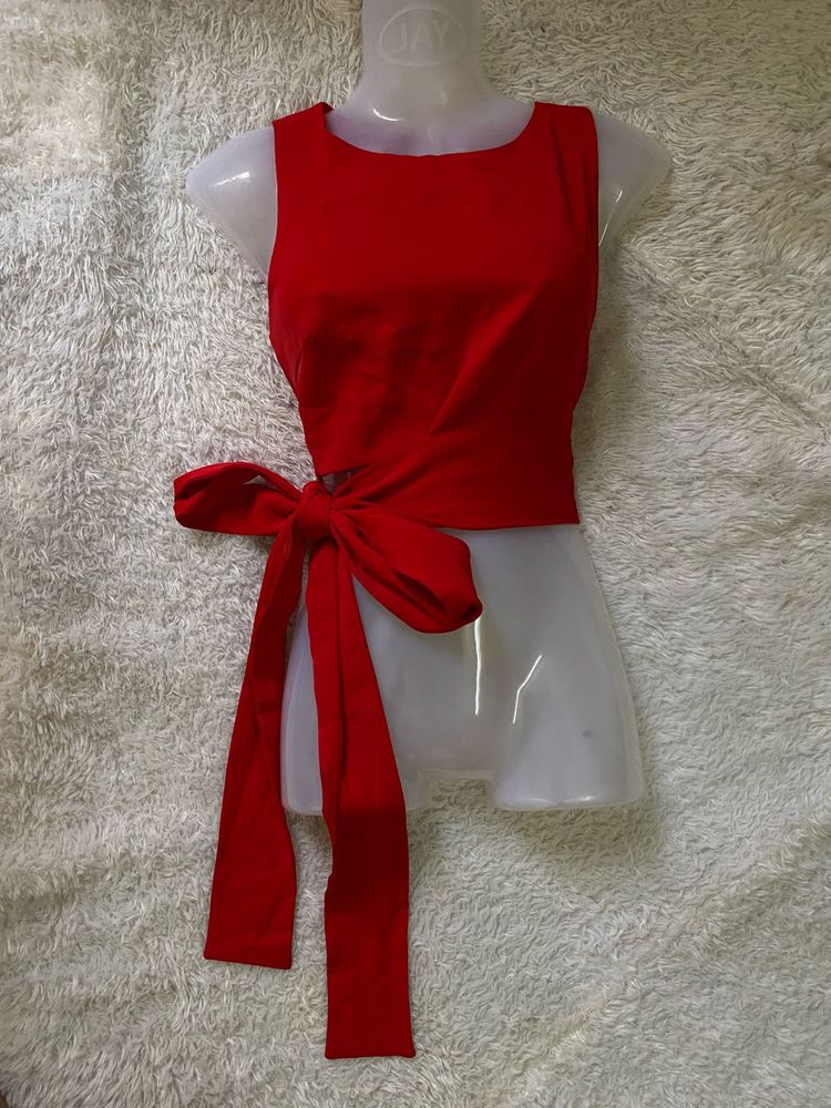 Pinterest Inspo Red Sleeveless Tie Top