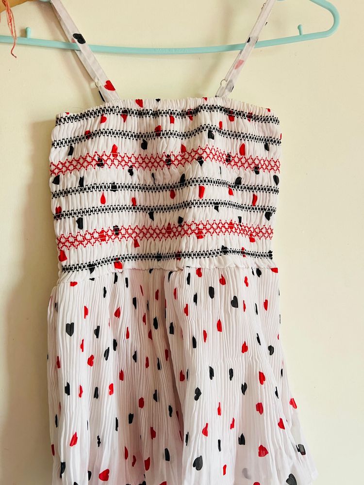 White Heart Print top with adjustable strap