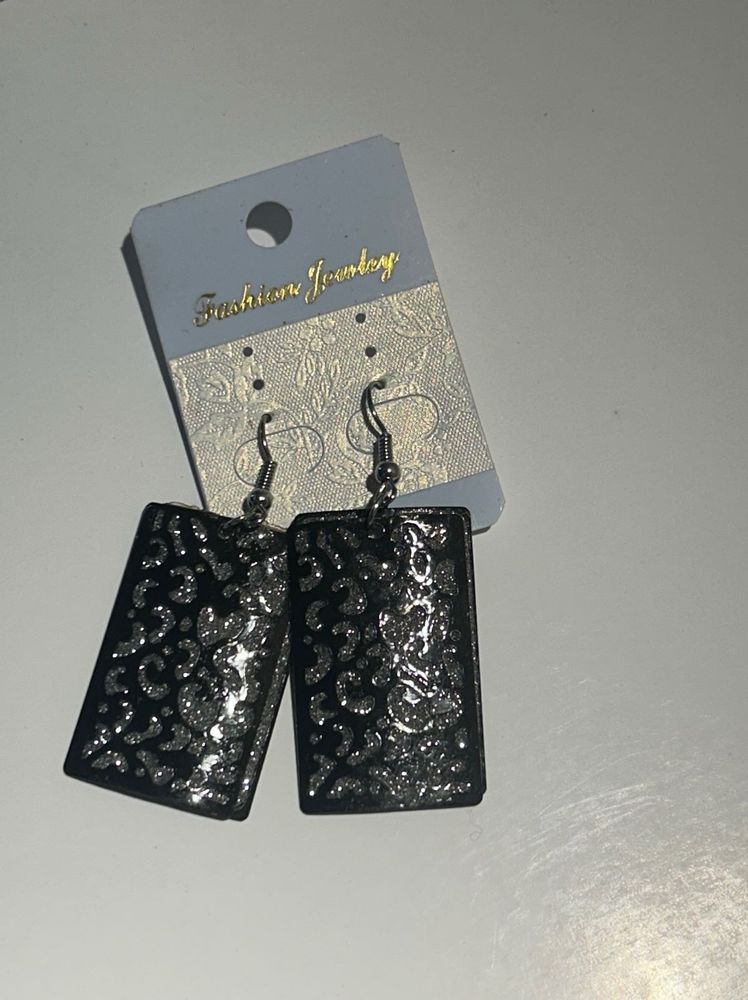 Elegant Black and Silver Dangle Earrings