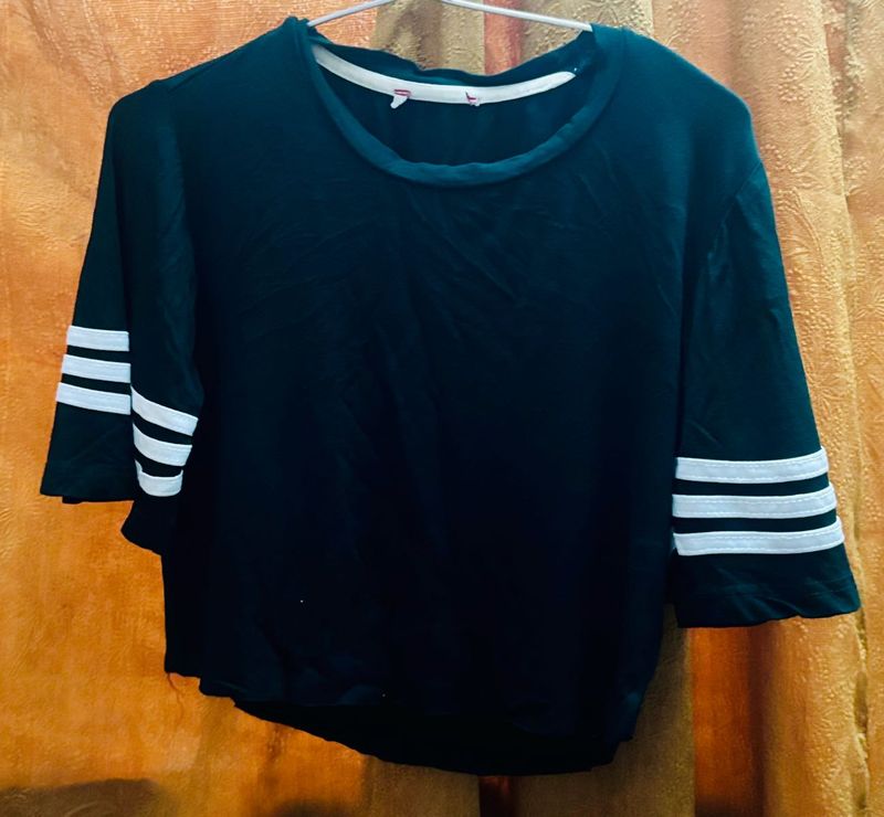 Striped Sleeve Royal Green Top