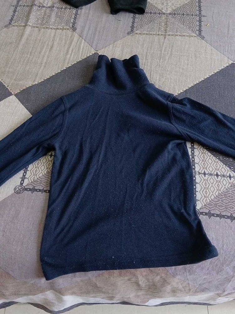 Navy Turtleneck Top