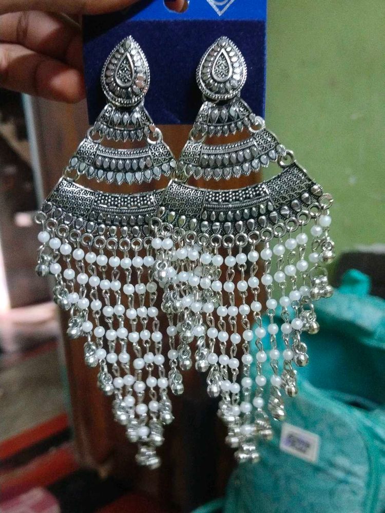 Stylish Silver Jhumkas