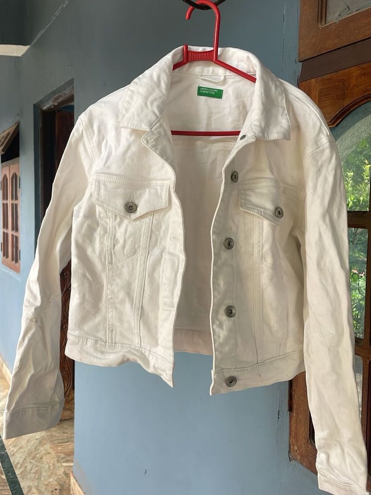 United Colors Of Benetton White Denim Jacket