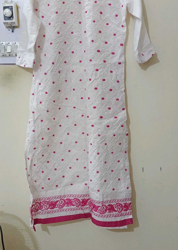White &amp; Pink Kurta set