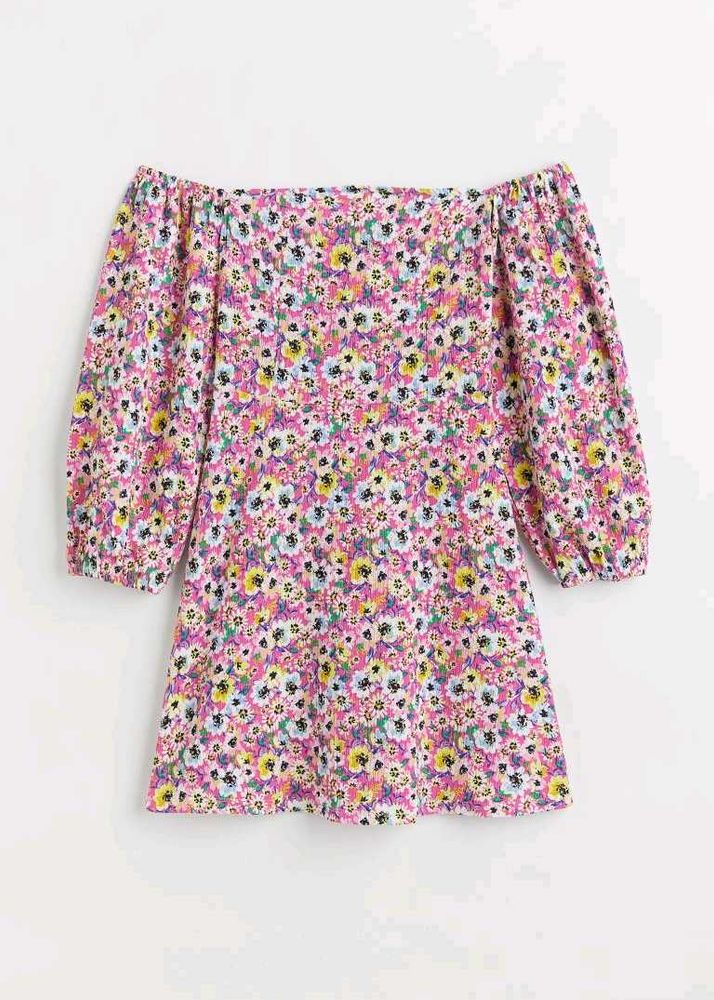 H&amp;M Crinkled off-the-shoulder dress