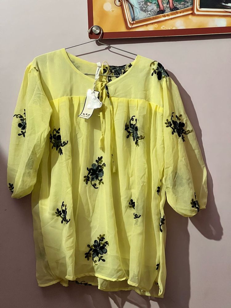 breezy yellow chiffon top