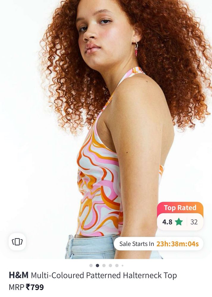 H&amp;M Multi-Coloured Patterned Halterneck Top