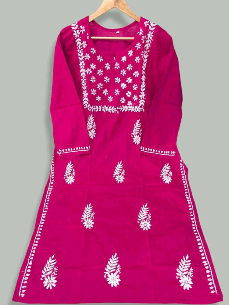Pink Embroidered Kurti