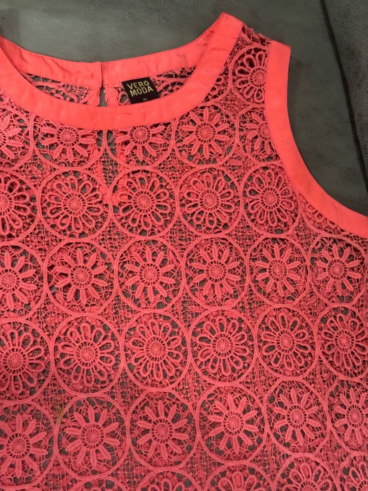 Vero Moda Coral Lace Tank Crochet Top