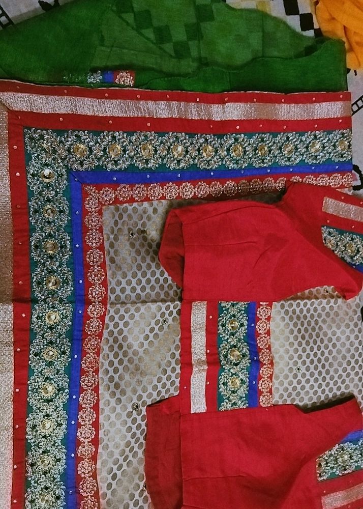 Jodha Akbar Saree, Green-cream Color