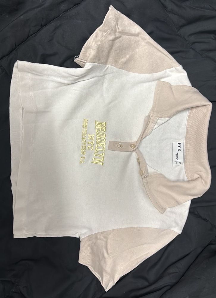 Stylish Two-Tone Polo Top