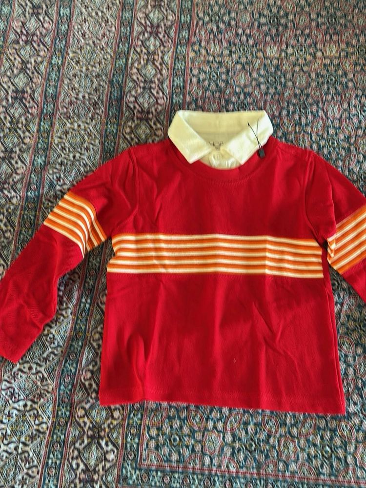 Red Striped Long Sleeve Shirt