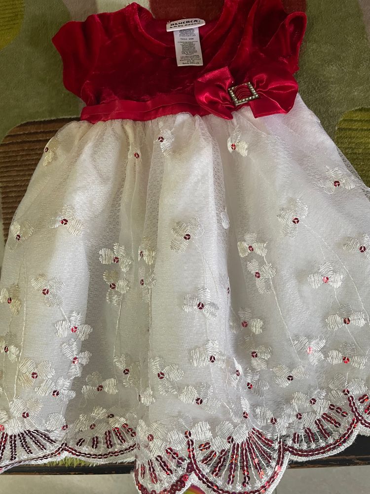 Beautiful Red And White Net Frock