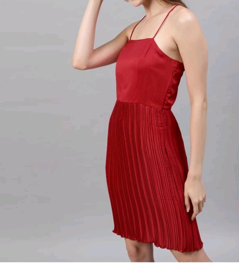 Street9 Women Asymmetric Cross Strape Red Dress